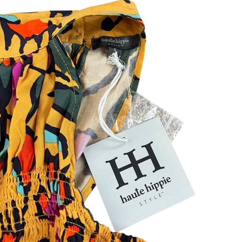 NWT HauteHippie yellow Floral Halter Neck Women Top size small - Picture 6 of 7